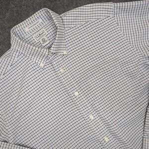 L.L.Bean Mens Wrinkle Resistant Button Down‎ Shirt Plaid Check 16½-37